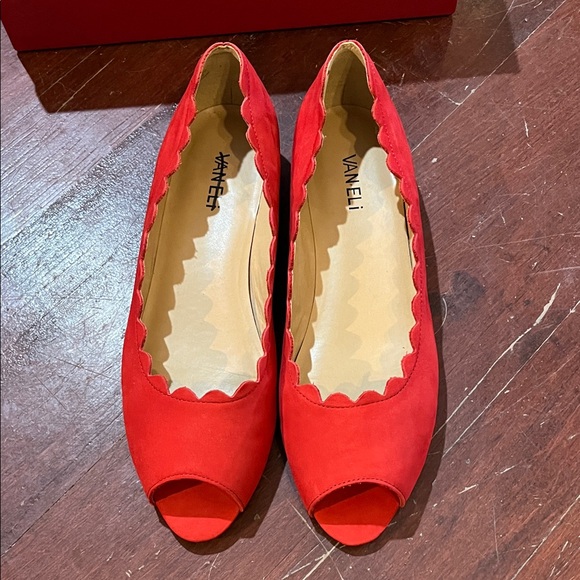 Vaneli Shoes - Vaneli Red Scalloped Flats
